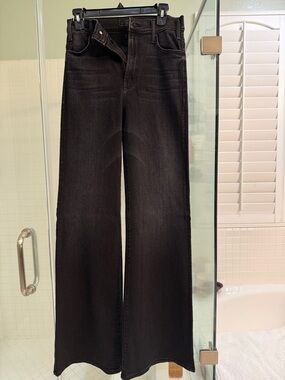 MOTHER Black High-Rise Wide-Leg Jeans
